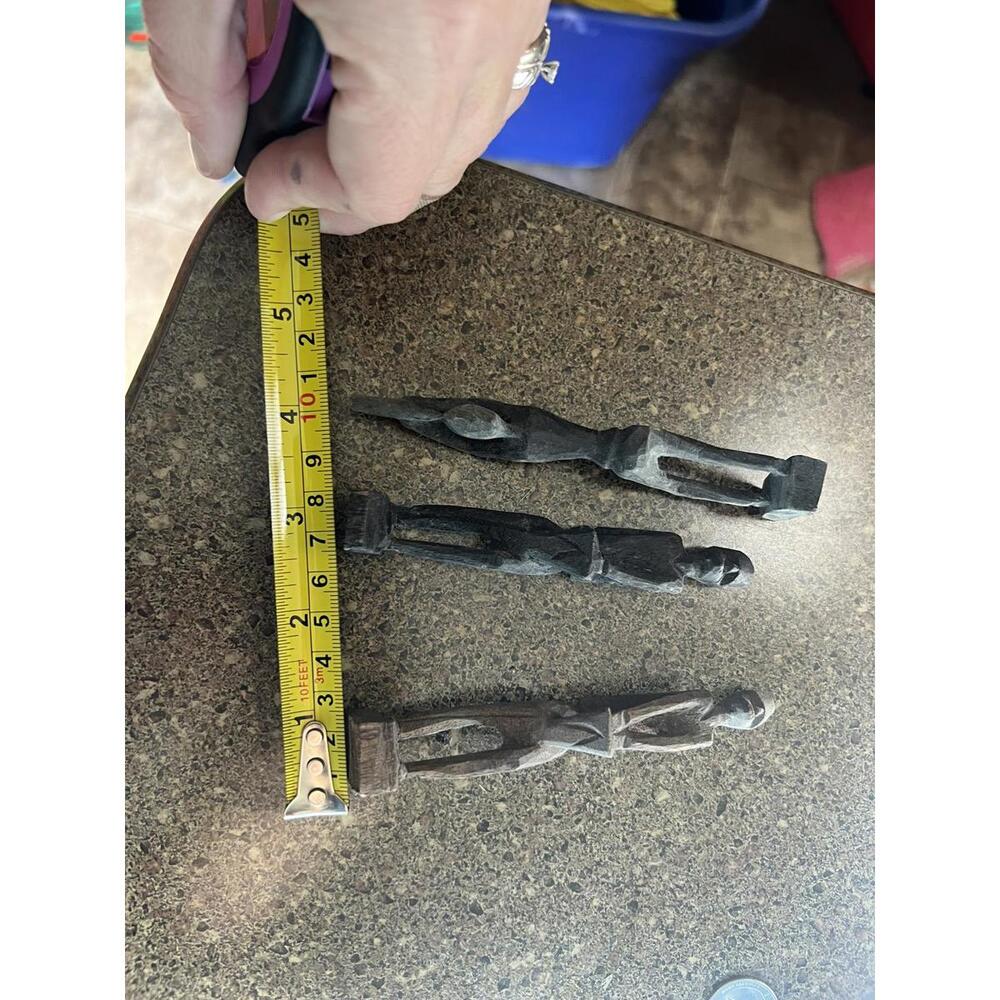 Set of 3 Hand-Carved Wooden Figurines